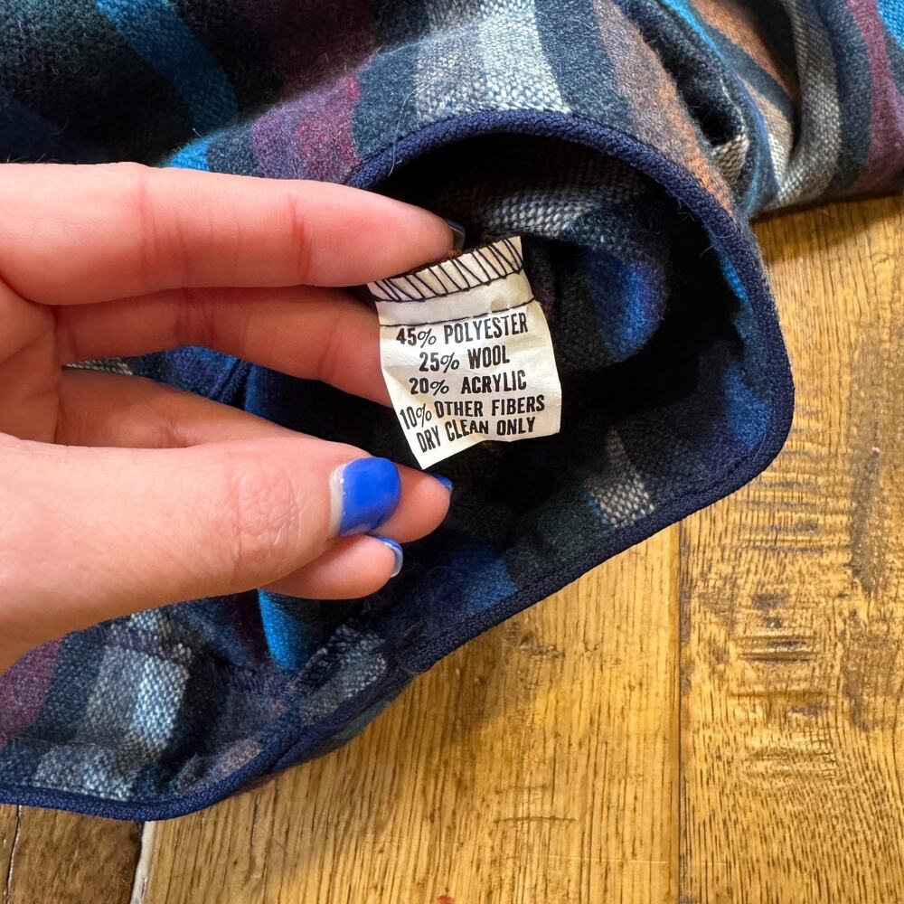 Vintage John’s Girl Striped Wool Blend Cropped Blazer Sz 14 Career Office Casual - Picture 5 of 7